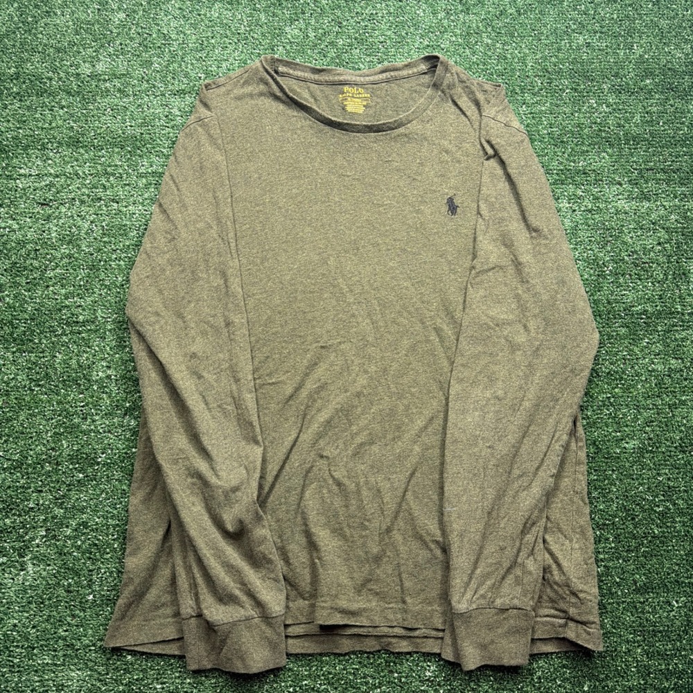 Polo Ralph Lauren Mens Custom Slim Fit Long Sleeve T-Shirt Olive Green Medium